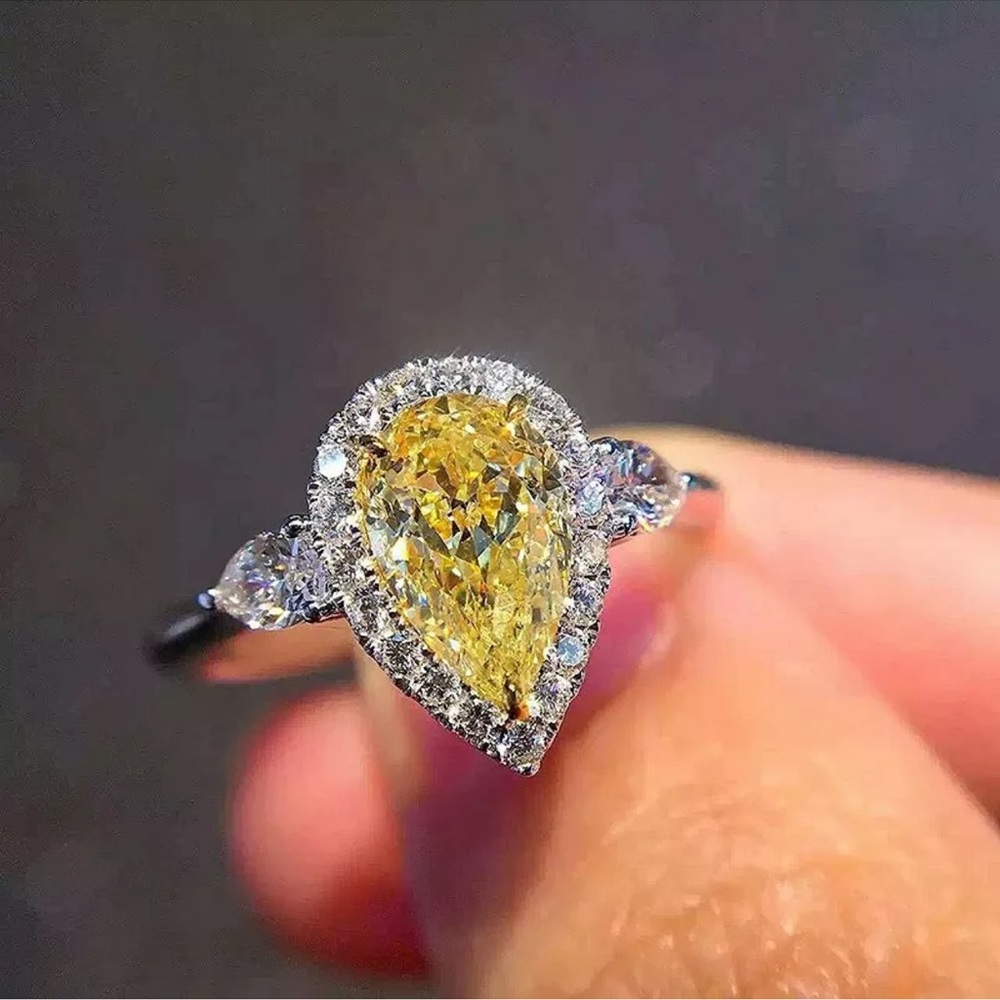 Pear Cut CZ Gorgeous Wedding Rings Jewelry 925 Silver Rings Gifts - Picture 1 of 5